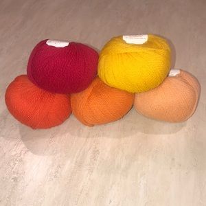 Bundle of 5 Red, Orange, Yellow Yarn